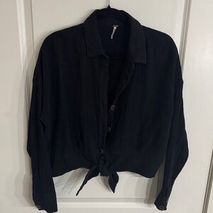 Free People Charcoal Top with Metal Tag